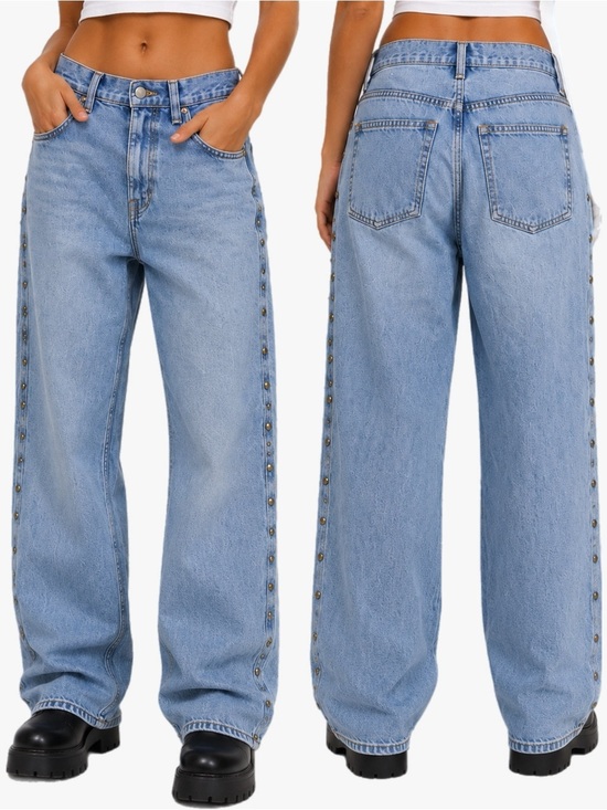 Universal Thread Denim - Universal Thread Mid Rise 90s Baggy Studded Button Fly Jean’s Women’s Size 4